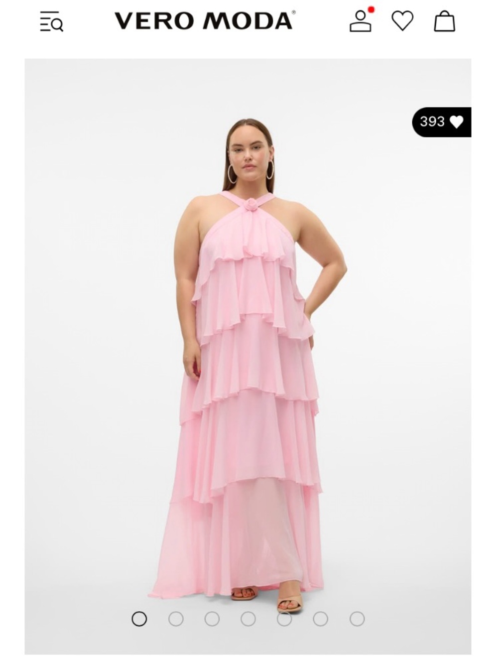 New Vero Moda Women Medium Pink Tiered Halter Maxi Dress